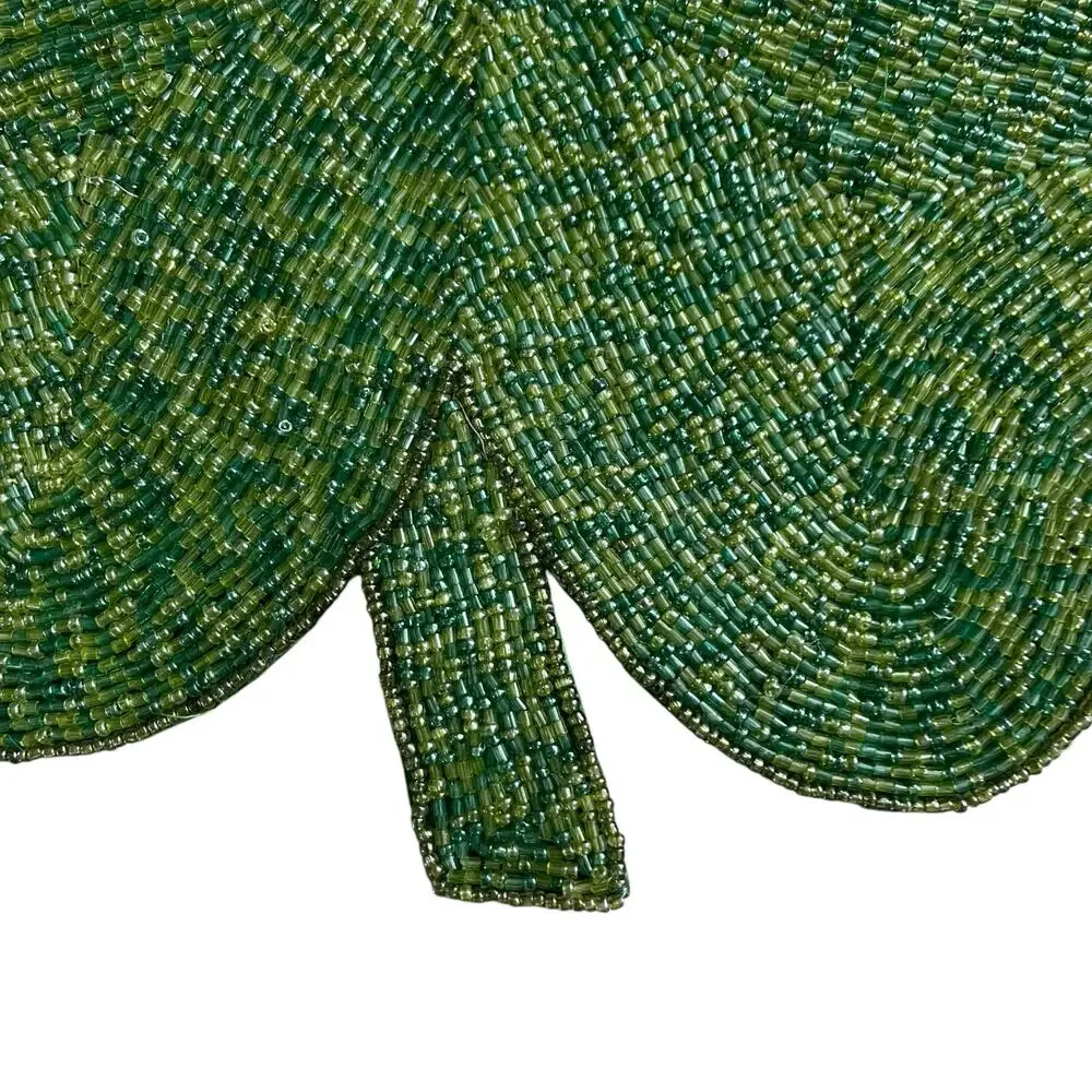 Storehouse Green Beaded St. Patrick’s Shamrock Placemat Charger 15in New